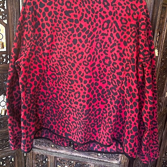 SUSAN GRAVER RED AND BLACK LEOPARD ANIMAL PRINT SOFT BLAZER JACKET XL - Picture 4 of 4
